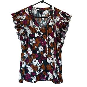 Banana Republic Floral Ruffle Sleeve Blouse Sz S